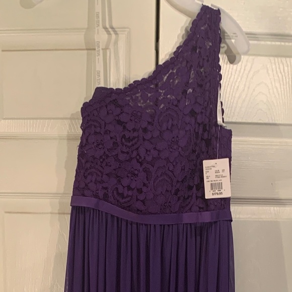 David's Bridal Purple Long Dress One-Shoulder Style #F17063 - . NWT - Size 6 - Picture 4 of 17